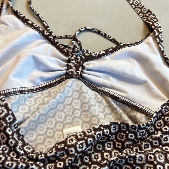 Motherhood Maternity Brown with White Tankini - Size Medium - Picture 8 of 14